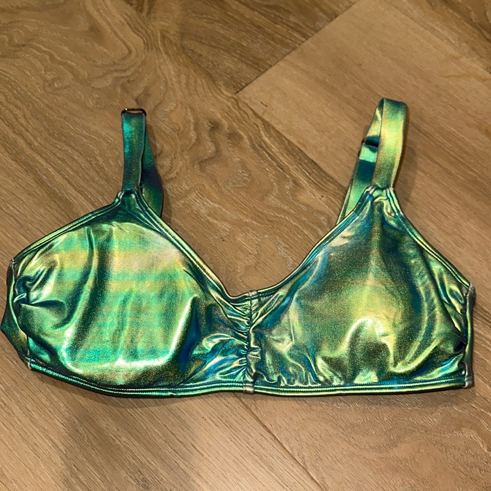 Exhilaration iridescent Green Swim Top Bikini